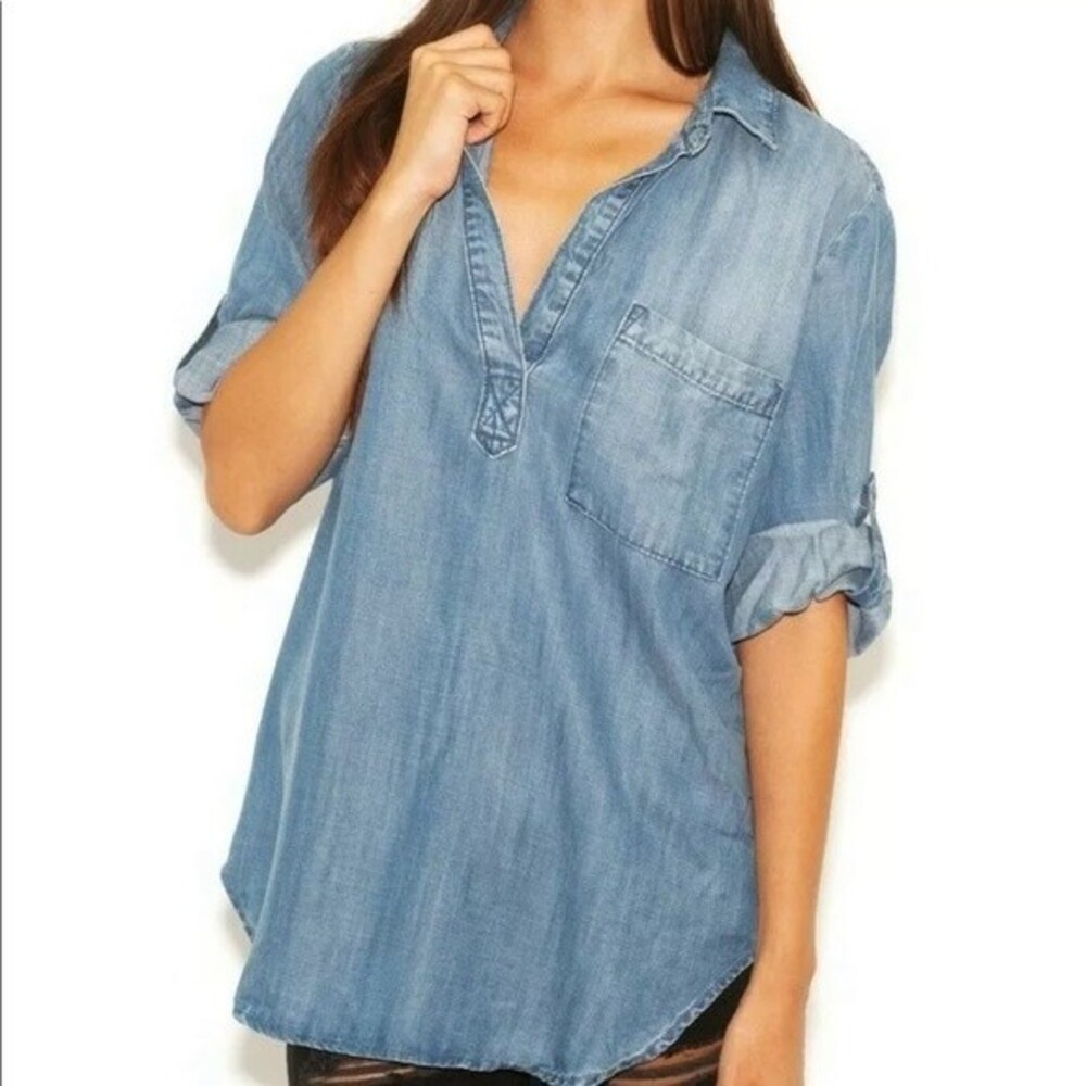 Anthropologie cloth and stone chambray popover Shirt XS